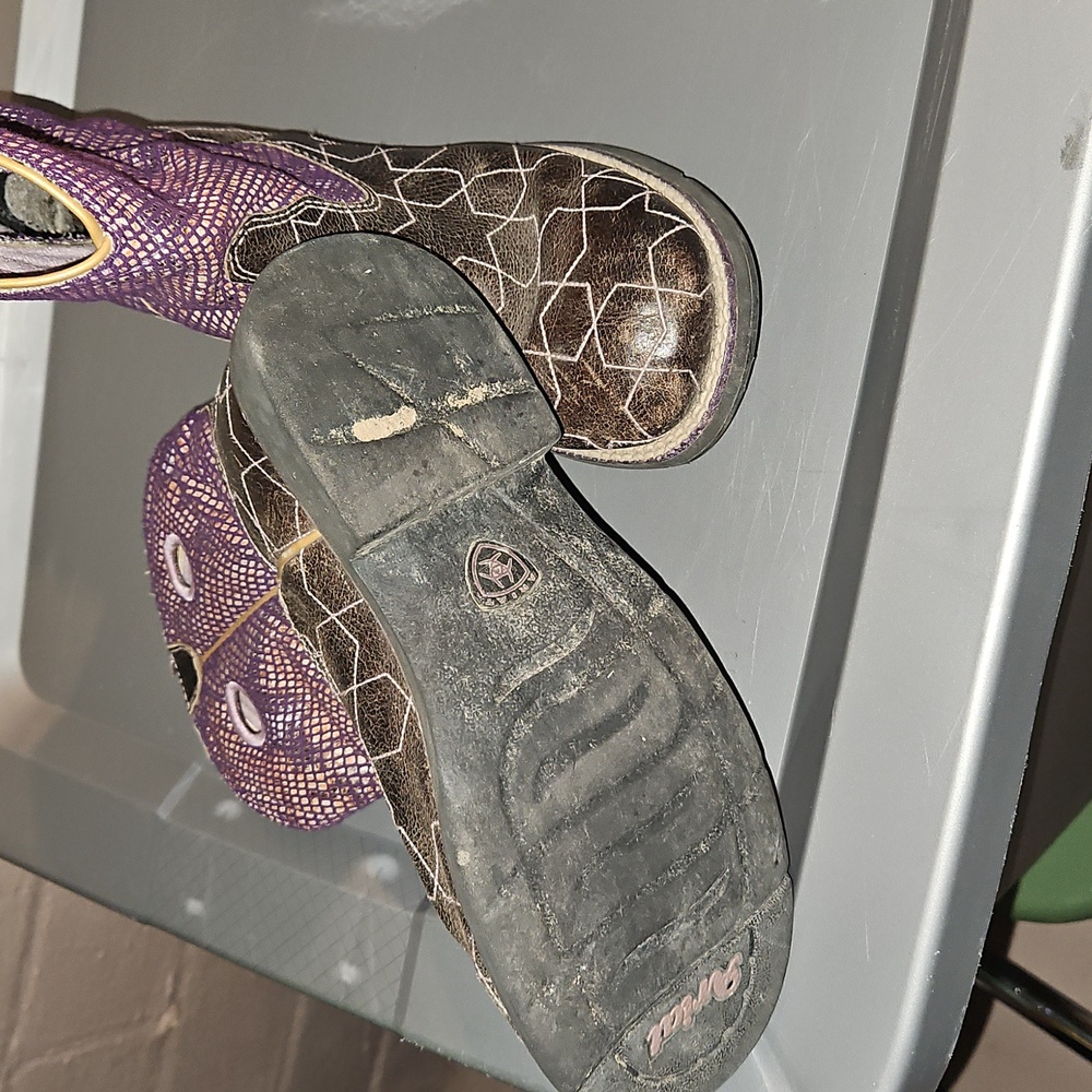 Ariat Women Size 5 Brown/Purple Cowboy Boots - Picture 6 of 6